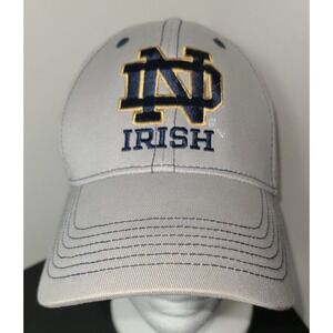 Notre Dame Irish Hat Adult Adjustable Strapback Gray Baseball Cap OSFA Embroider